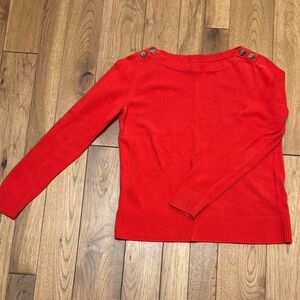 LOFT Bright Orange/Red Crew Neck Sweater